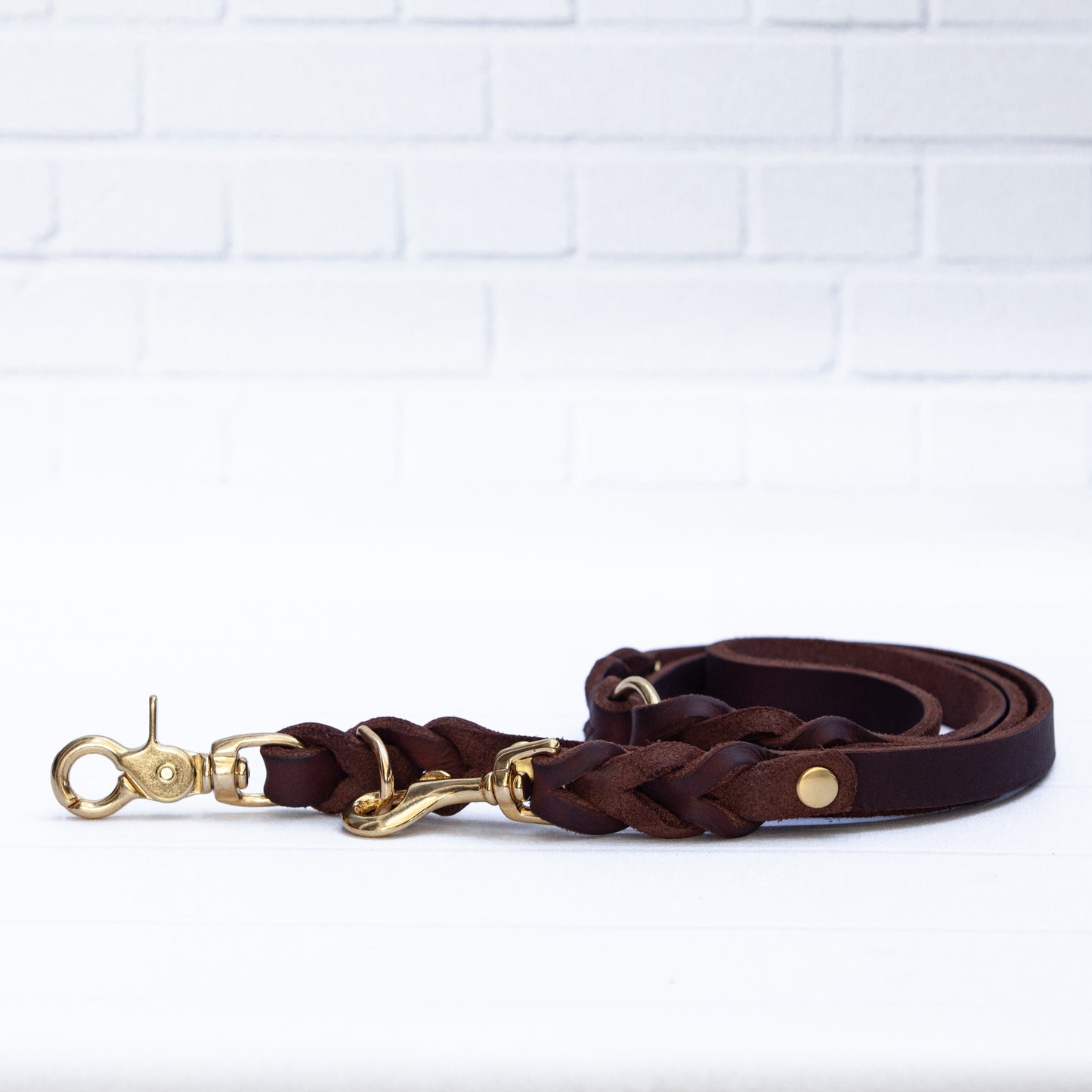 Set ELLA | Halsband und Hundeleine | geflochtenes Leder | Braun