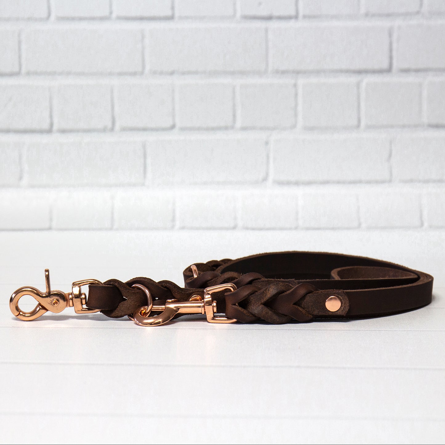 Set ELLA | Halsband und Hundeleine | geflochtenes Leder | Braun