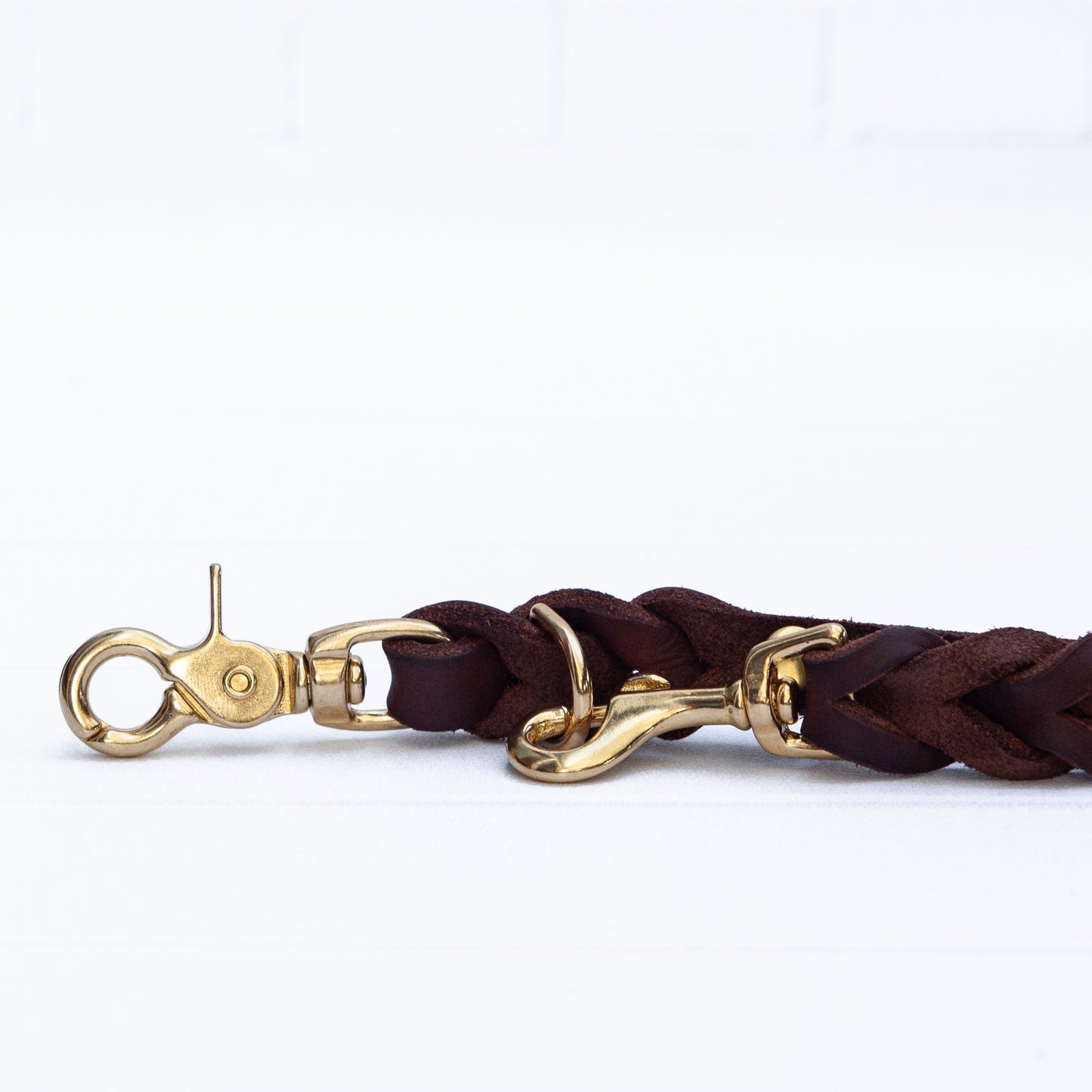 Set ELLA | Halsband und Hundeleine | geflochtenes Leder | Braun