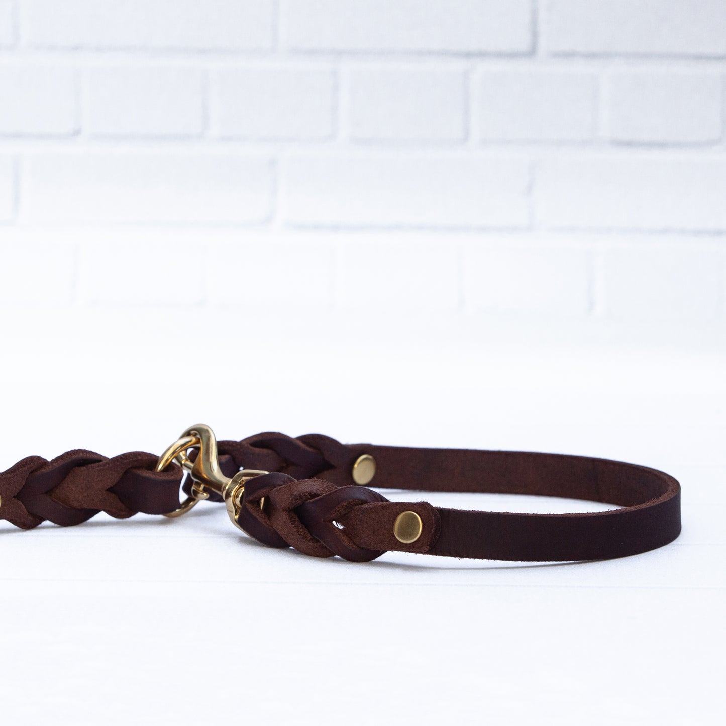 Set ELLA | Halsband und Hundeleine | geflochtenes Leder | Braun