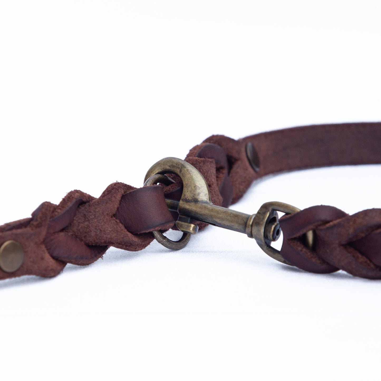 Set ELLA | Halsband und Hundeleine | geflochtenes Leder | Braun