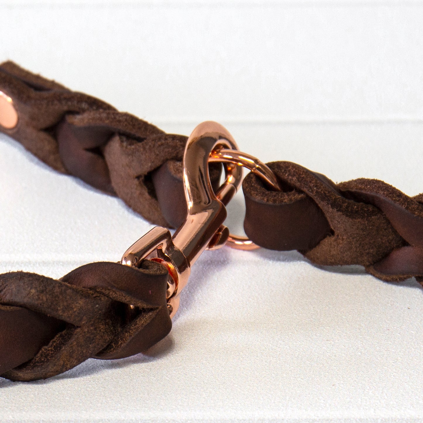 Set ELLA | Halsband und Hundeleine | geflochtenes Leder | Braun