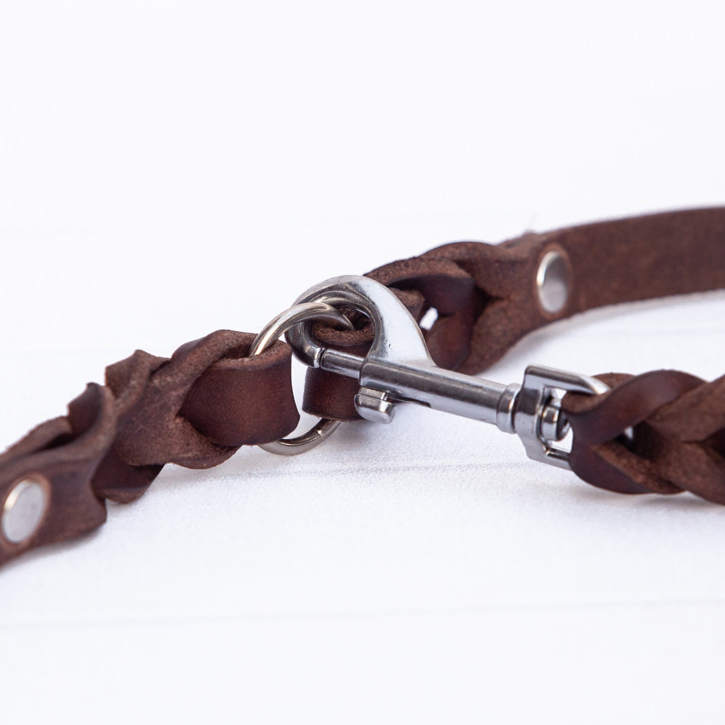 Set ELLA | Halsband und Hundeleine | geflochtenes Leder | Braun