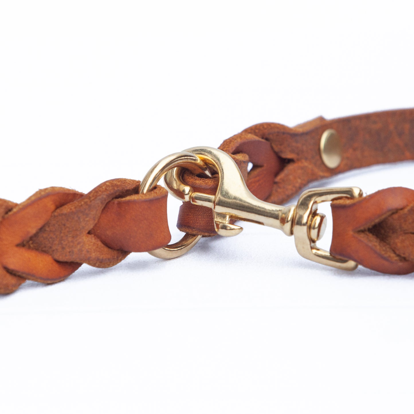 Set ELLA | Halsband und Hundeleine | geflochtenes Leder | Cognac