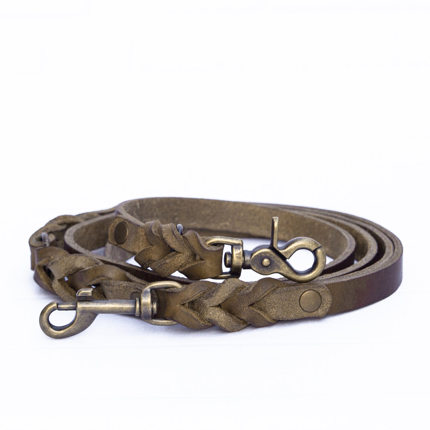 Set ELLA | Halsband und Hundeleine | geflochtenes Leder | Oliv