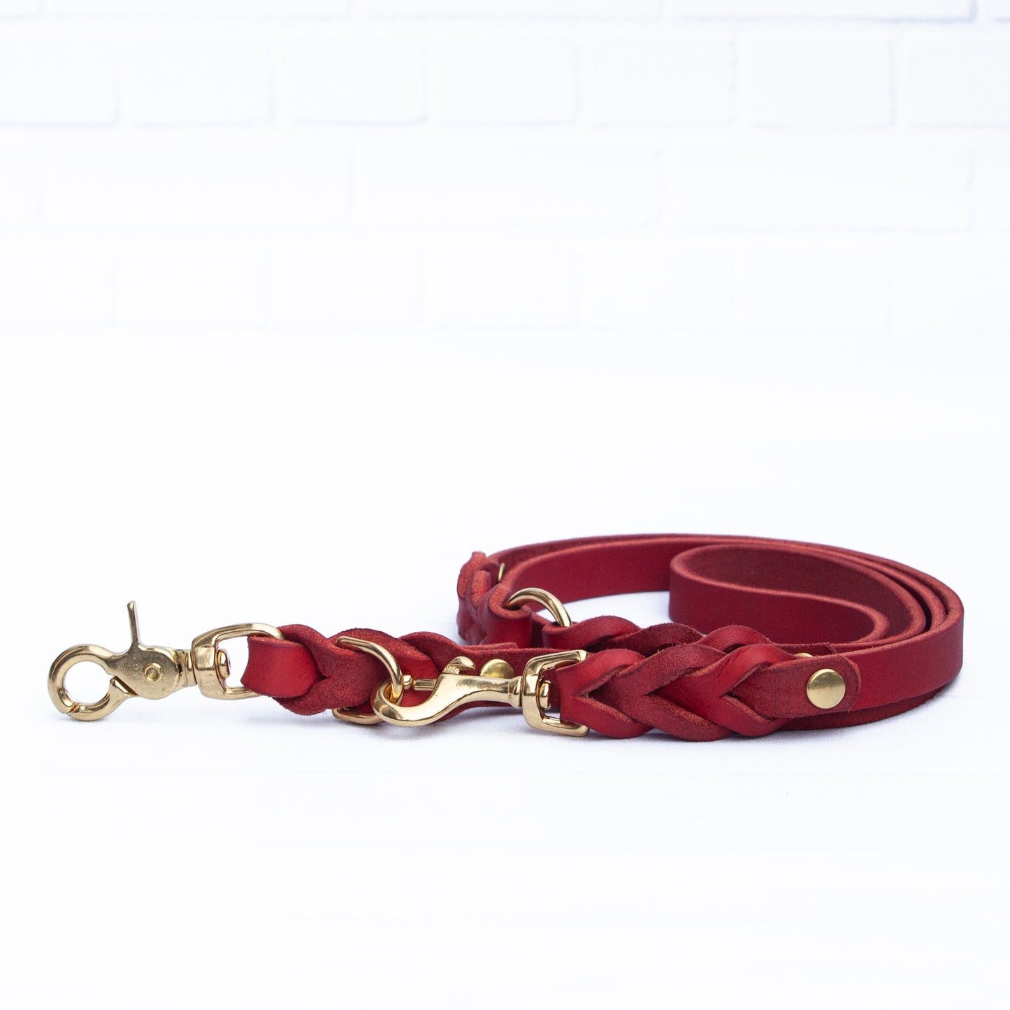 Set ELLA | Halsband und Hundeleine | geflochtenes Leder | Rot