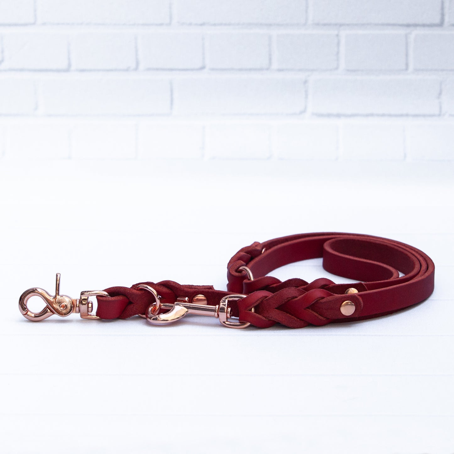 Set ELLA | Halsband und Hundeleine | geflochtenes Leder | Rot