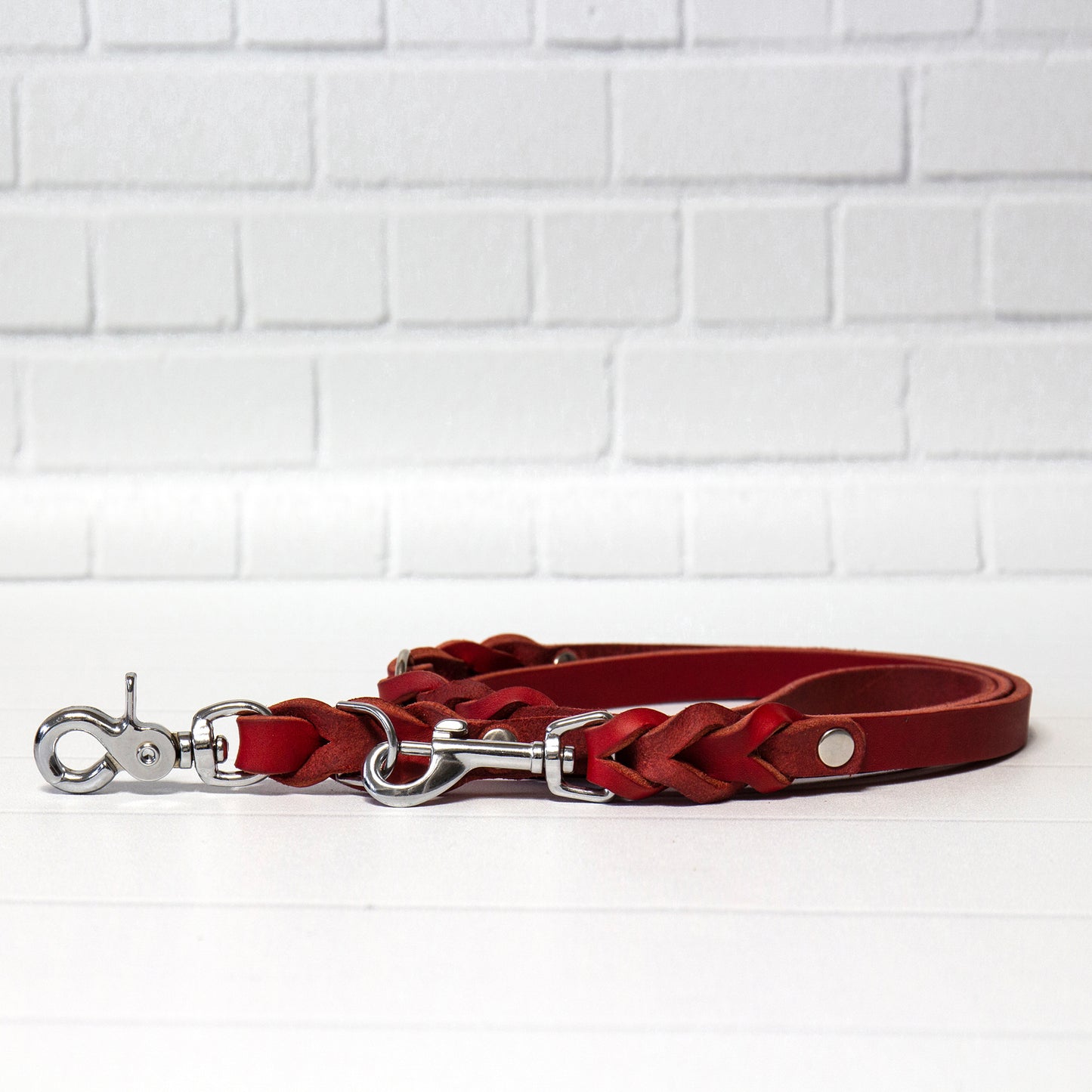 Set ELLA | Halsband und Hundeleine | geflochtenes Leder | Rot