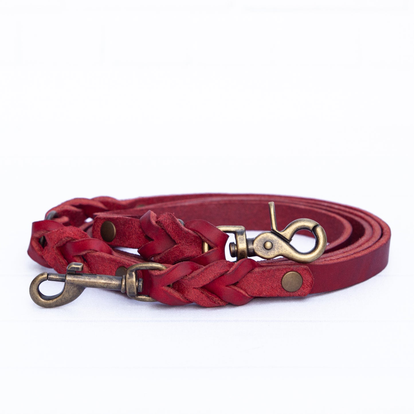 Set ELLA | Halsband und Hundeleine | geflochtenes Leder | Rot